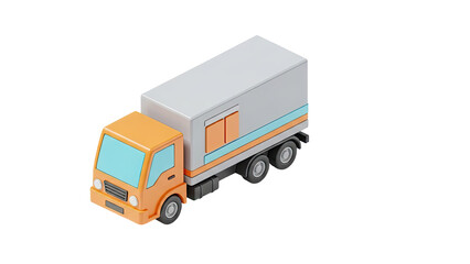 3D Isometric Cartoon Delivery Truck
