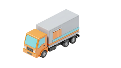 3D Isometric Cartoon Delivery Truck