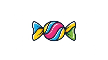 Fototapeta premium Vibrant cartoon candy illustration, a playful wrapped sweet in bold, eye-catching colors