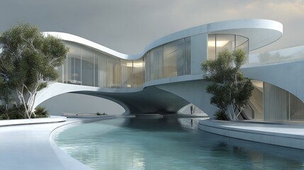 modern futuristic architecture with seamless curved edges