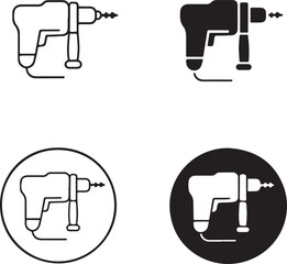 Drill icon set in different style isolated on white background, Vector, illustration
