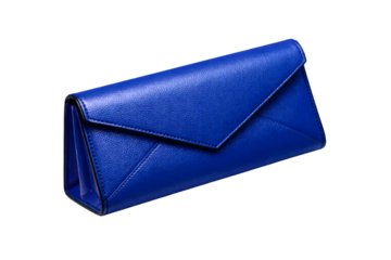 Royal blue envelope clutch purse isolated for elegant evening fashion design