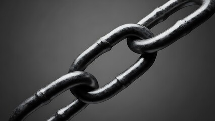 Metal Chain Link Closeup on Dark Background.