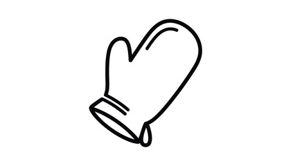 Fototapeta premium Hand wearing a mitten in a simple line drawing style, Generative AI.