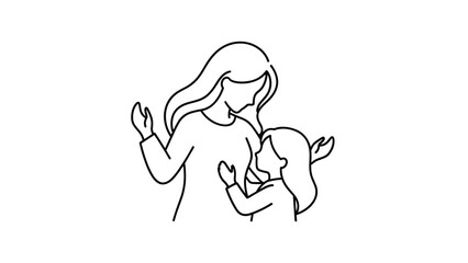 Fototapeta premium Loving mother and child in tender embrace with hands up, Generative AI.