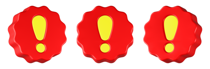 yellow alert icon 3d render red circle button