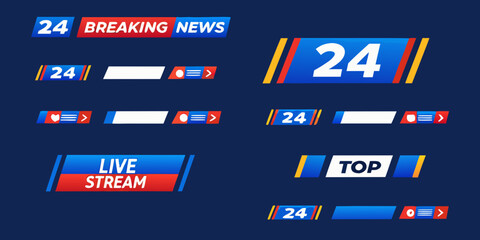 Collection of modern news broadcast lower thirds and graphic elements design