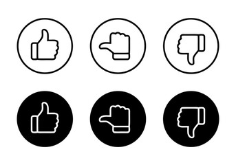 Outline thumb up down like dislike in circles sign of feedback icon on background © NoorNiqabiQueen