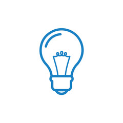 Fototapeta premium A simple blue lightbulb icon on a white background representing a great idea