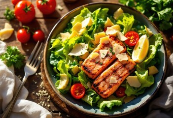 Salmon salad fresh, rustic, and vibrant meal