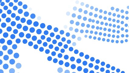 Abstract blue dots forming a dynamic pattern on a white background