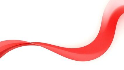 Abstract flowing red ribbon on a white background with copy space