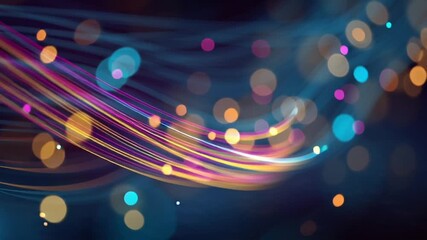 Abstract background with colorful light trails and glowing bokeh circles creating a dynamic and vibrant visual effect. - Powered by Adobe
