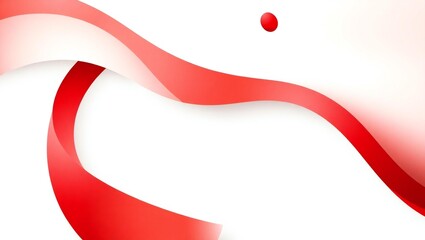 Abstract flowing red and white waves with soft shadows and highlights