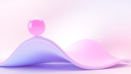 Soft pastel abstract forms with a pink gemstone on top