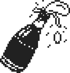 Fototapeta premium Pixel art of a champagne bottle popping with sparkling bubbles celebration and party concept