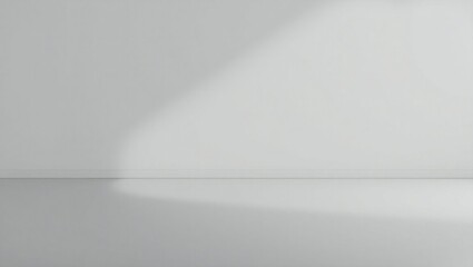Minimalist interior with soft light and shadow on a white wall and floor