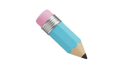 3D Render of a Blue Pencil with Pink Eraser
