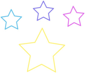 Obraz premium Colorful Neon Star Shapes on Transparent Background Glowing Modern Light Design Illustration