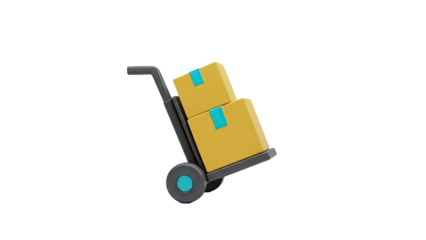 3D render of a hand truck with two yellow boxes