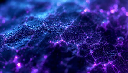 Vibrant purple and blue network connections with glowing nodes and lines