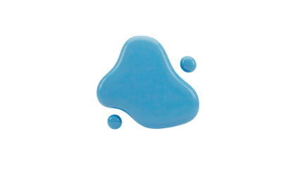 Blue Blob with Droplets on White Background