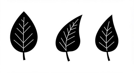 set of leaves silhouettes