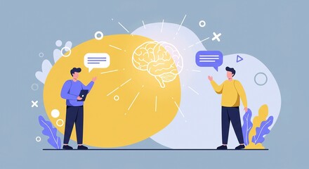 business man with laptop and speech bubbles