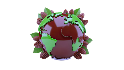 Chocolate Earth with Cacao Pods and Leaves