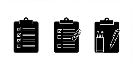 black and white vector illustration of a set of different tools