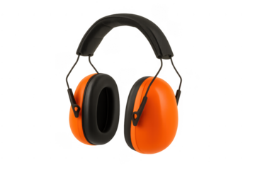 Orange hearing protection earmuffs providing industrial ear safety