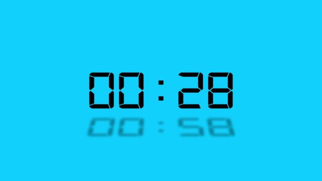 Countdown Digital Clock Animation 30 to 0 second Countdown digital clock timer icon on green background.Animation of glowing 30 to 0 second countdown timer.