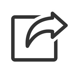 Outline share icon with square and arrow isolated flat style design.