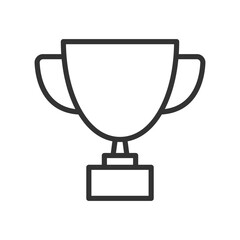 Outline trophy cup line icon isolated flat style design.