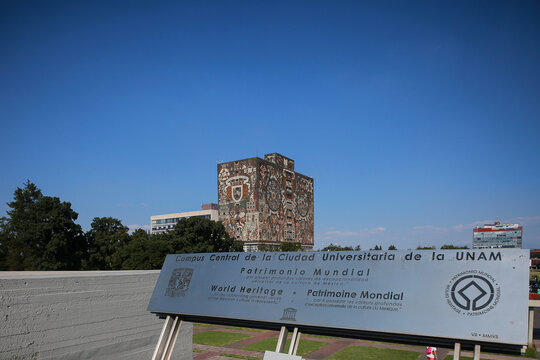 Ciudad de Mexico, Mexico - October 26. 2025: University Central Library of UNAM in Mexico