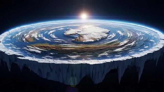 Detailed Flat Earth Visualization with Ice Wall Edge