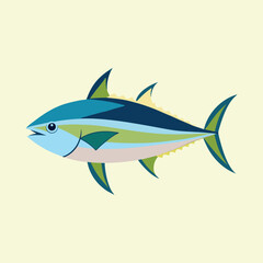 Obraz premium Stylized flat illustration of a tuna fish swimming to the right side
