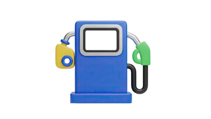 3D Render of a Blue Gas Pump with Yellow Fuel Canister and Green Nozzle