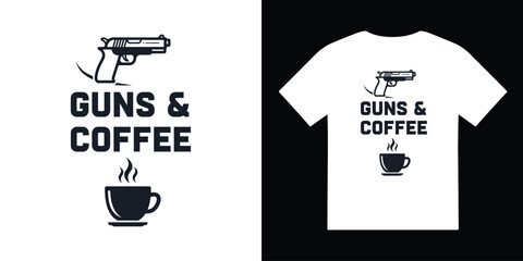 guns and coffee tshirt vector illustration