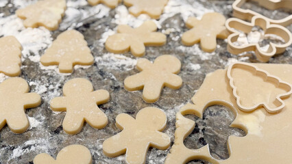 Sugar Cookies Being Rolled and Cut Out on the Kitchen Counter