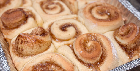 Dozen Fresh Baked Cinnamon Rolls Fresh Out of the Oven