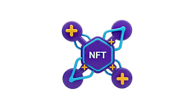 3D NFT Icon with Connecting Elements - Powered by Adobe