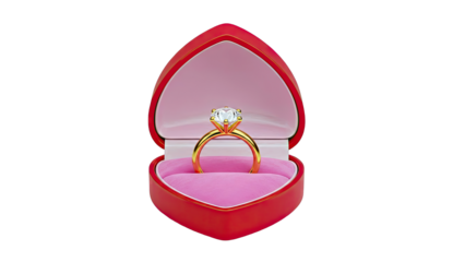 Diamond Engagement Ring in Heart-Shaped Red Box