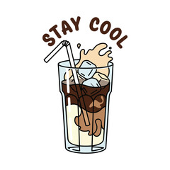 iced coffee tshirt vector, stay cool illustration design