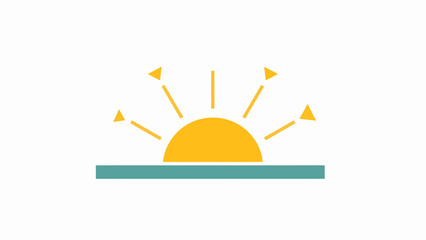 Simple Sun Icon with Rays Illustration.