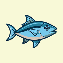 Obraz premium Cartoon illustration of a Bluefin Tuna fish swimming in ocean water