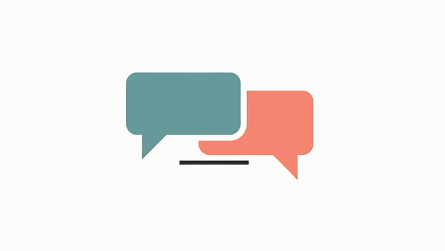 Two Colored Speech Bubbles Overlap.