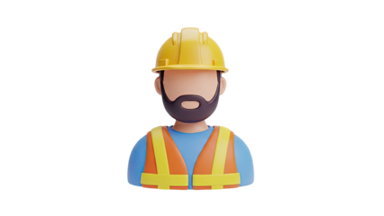 3D Render of a Construction Worker with Hard Hat and Vest