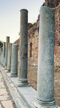 Ruins of the ancient Roman port city of Siedra in Alanya, Antalya, Turkey. The street and ruins of the ancient abandoned ancient city of Siedra on the Mediterranean coast. 4К