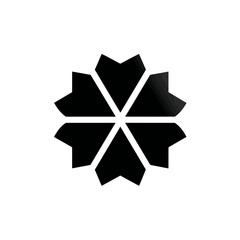 Obraz premium Geometric black flower shape on white background design element